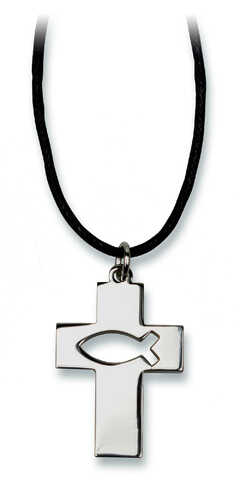 Halskette mit Anhänger "Kreuz/Ichthys"