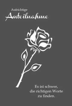 Faltlkarte "Schwarz-Weiß Rose" - Trauer