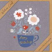 Faltkarte "Happy Birthday"/Blumen in Tasse Faltkarte "Happy Birthday"/Blumen in Tasse