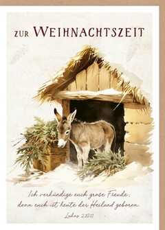 Faltkarte "Zur Weihnachtszeit" - Esel