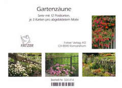 Postkartenserie Gartenzäune, 12 Stück
