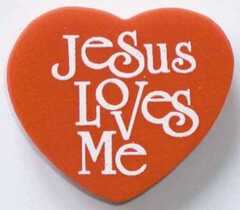 Radiergummi Herz "Jesus loves me"