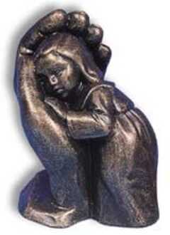 Kunststeinfigur "Bleib sein Kind" - bronzefarben