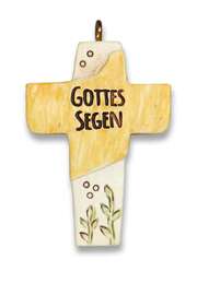 Geschenkanhänger "Kreuz" - Gottes Segen - gelb